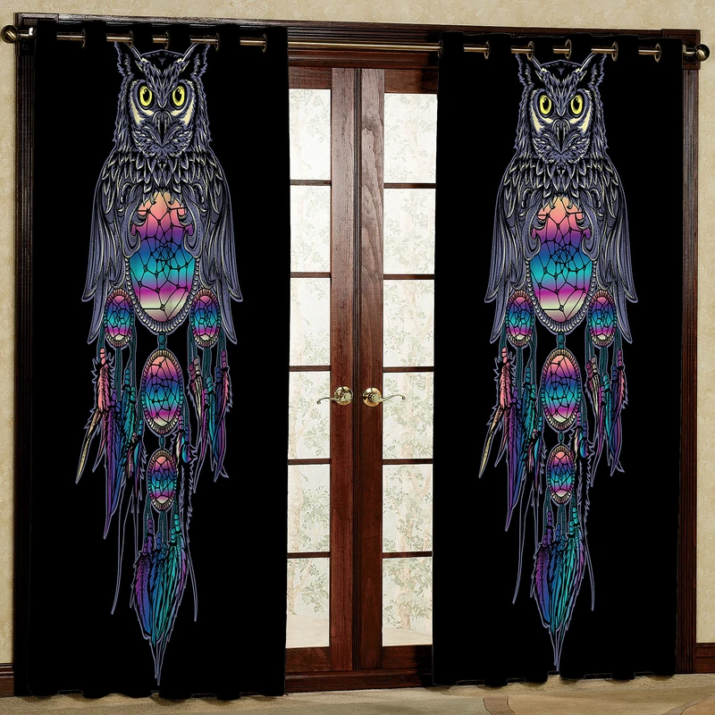 پرده مدل جغد و مکرومه مخمل پانچی کد 2158 سایز 200x140 سانتی متر