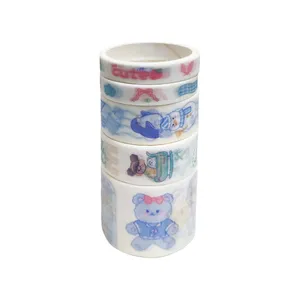 چسب نواری مدل واشی طرح فانتزی دختر و حیوانات کد 0011 مجموعه 5 عددی