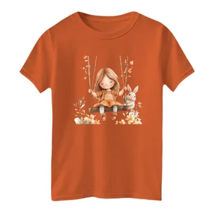 تی شرت آستین کوتاه بچگانه مدل دخترک کد 11 رنگ نارنجی