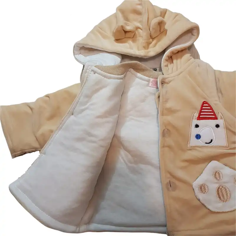 ست کاپشن و شلوار نوزادی مدل ASH402 رنگ کرم