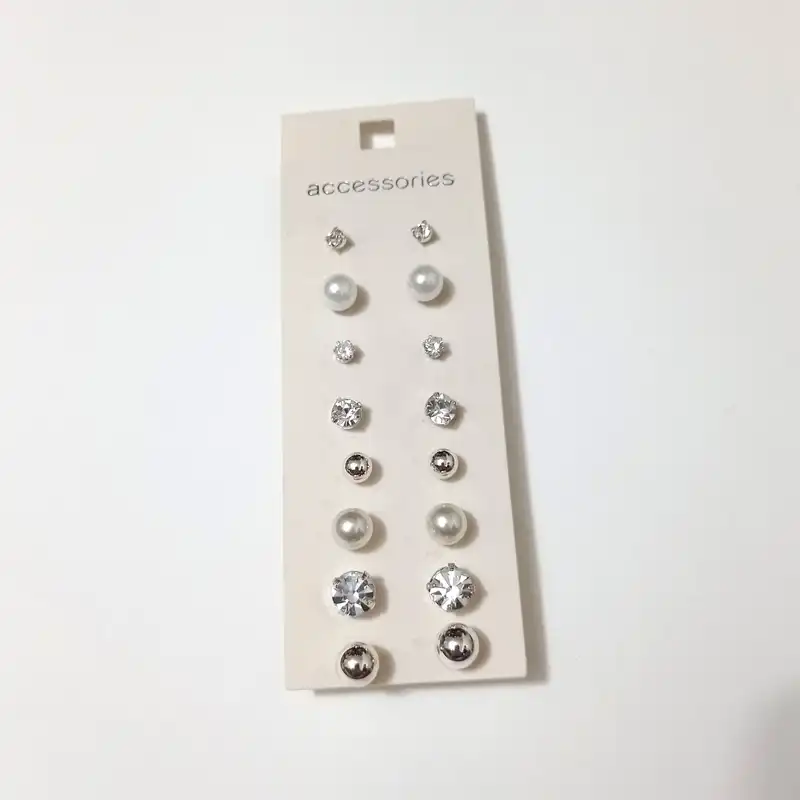 گوشواره زنانه اکسسورایز مدل میخی 5007 nitsil مجموعه 8 عددی