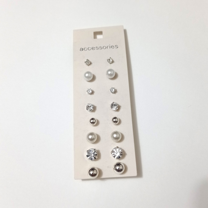 گوشواره زنانه اکسسورایز مدل میخی 5007 nitsil مجموعه 8 عددی