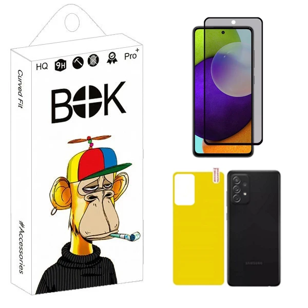 محافظ صفحه نمایش حریم شخصی بوک مدل Carbon Plus مناسب برای گوشی موبایل سامسونگ Galaxy A52 / A52s / A53 5G به همراه محافظ پشت گوشی