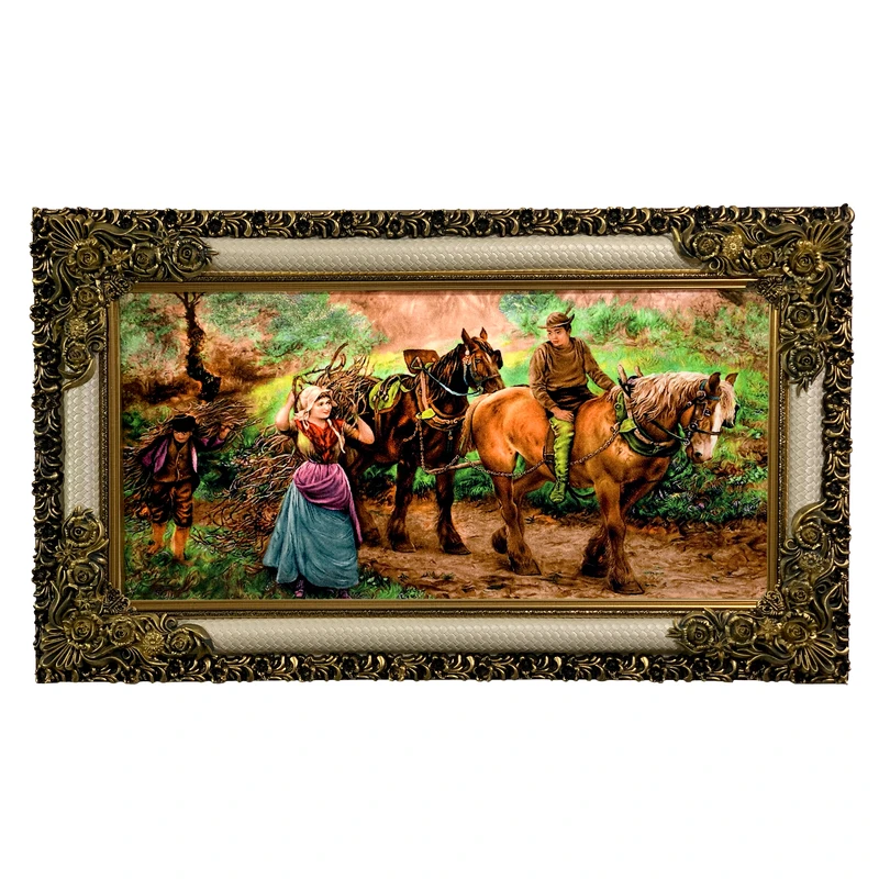 تابلو فرش ماشینی طرح هیزم شکن کد ۷۲۲۰