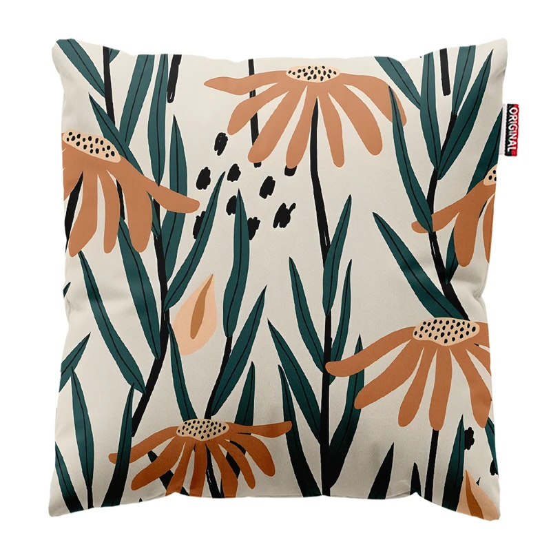 کوسن پاد آفرین مدل مینیمال طرح گل و برگ کد PK303222 سایز 30*30 سانتی متر