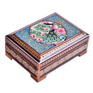 جعبه جواهرات خاتم کاری طرح طاووس شرق کدAS1108
