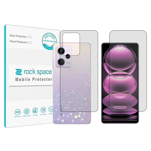 محافظ صفحه نمایش راک اسپیس مدل HyGEL مناسب برای گوشی موبایل شیائومی Redmi Note 12 Pro به همراه محافظ پشت گوشی