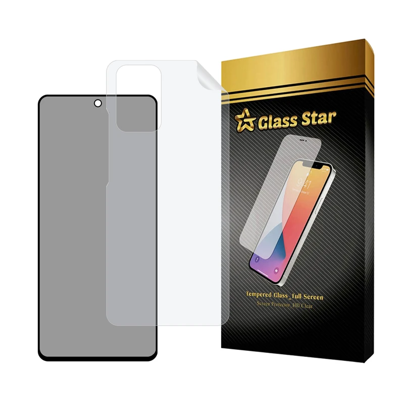 محافظ صفحه نمایش حریم شخصی گلس استار مدل FULLPRIVNANOS مناسب برای گوشی موبایل شیائومی Redmi Note 10 / Redmi Note 10S / Poco M5s به همراه محافظ پشت گوشی