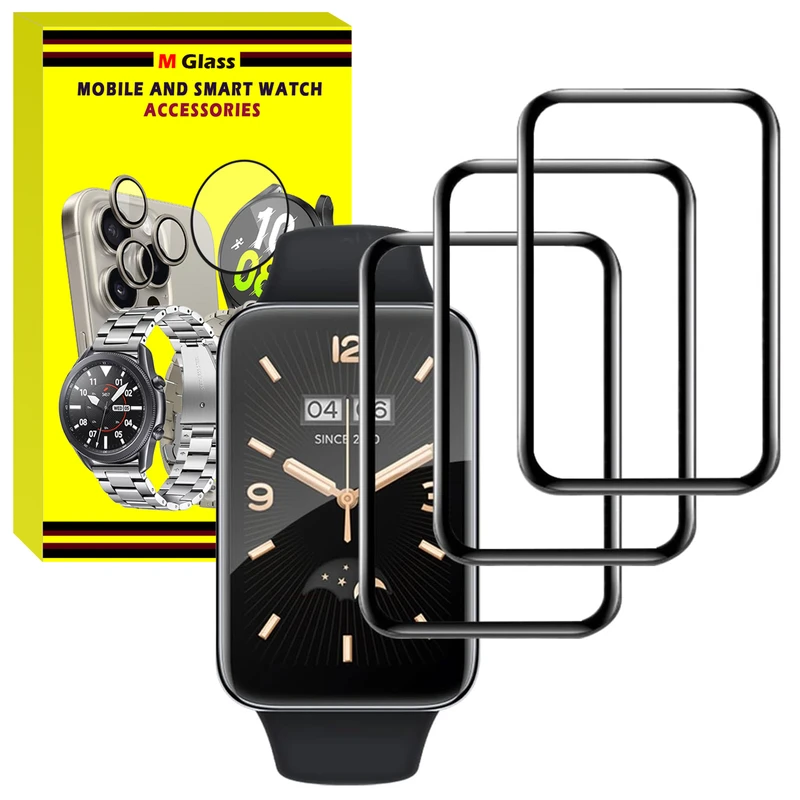 محافظ صفحه نمایش نانو ام‌گلس مدل GLS-Pmma مناسب برای ساعت هوشمند شیائومی Mi Band 7 Pro 44mm بسته سه عددی