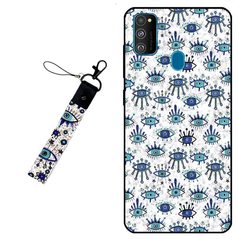 کاور مگافون طرح چشم نظر مدل 6464 مناسب برای گوشی موبایل سامسونگ Galaxy M21 / M30 S به همراه بند