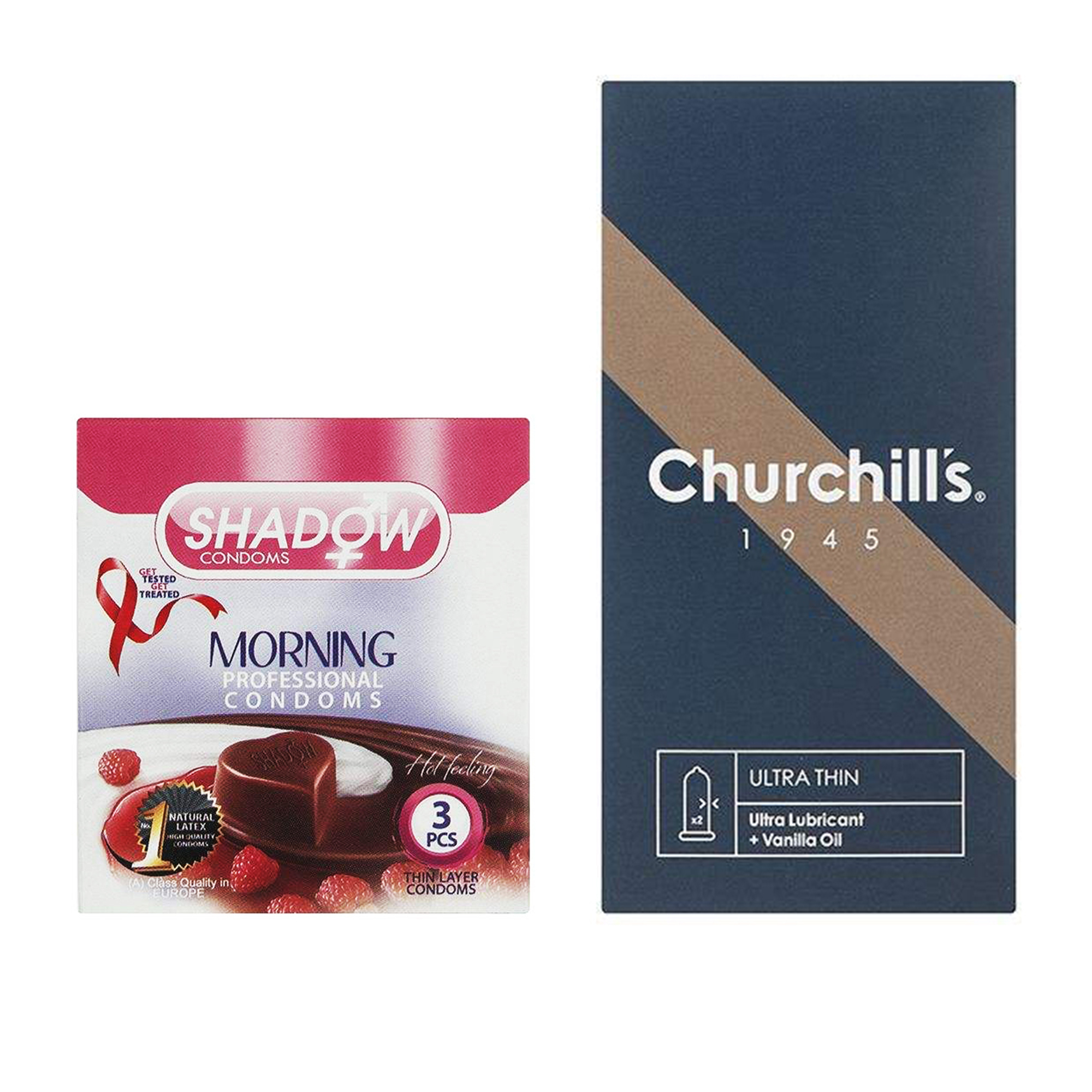 کاندوم چرچیلز مدل Ultra Thin بسته 12 عددی به همراه کاندوم شادو مدل Morning بسته 3 عددی