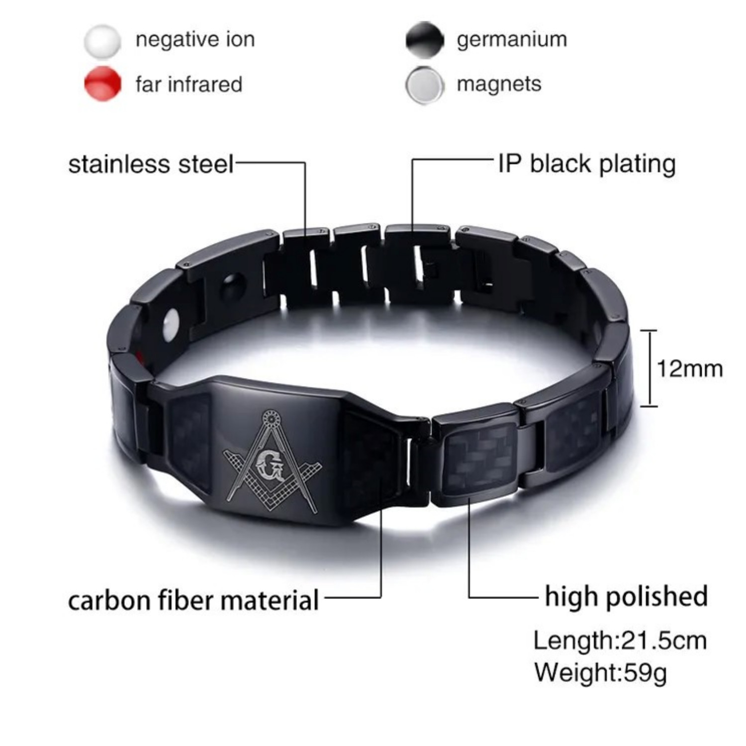 دستبند مغناطیسی مردانه مدل fiber carbon کد x33 دستبند مغناطیسی مردانه مدل fiber carbon کد x33