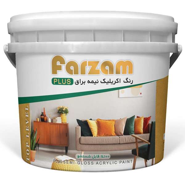  رنگ آکریلیک نیم براق پلاس فرزام کد 500 حجم 4 کیلوگرم