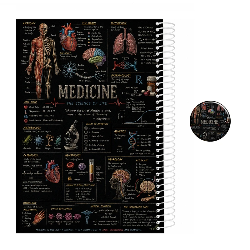 دفتر مشق 200 برگ سیمی مدل پزشکی کد 2 medicine به همراه پیکسل مجموعه 2 عددی