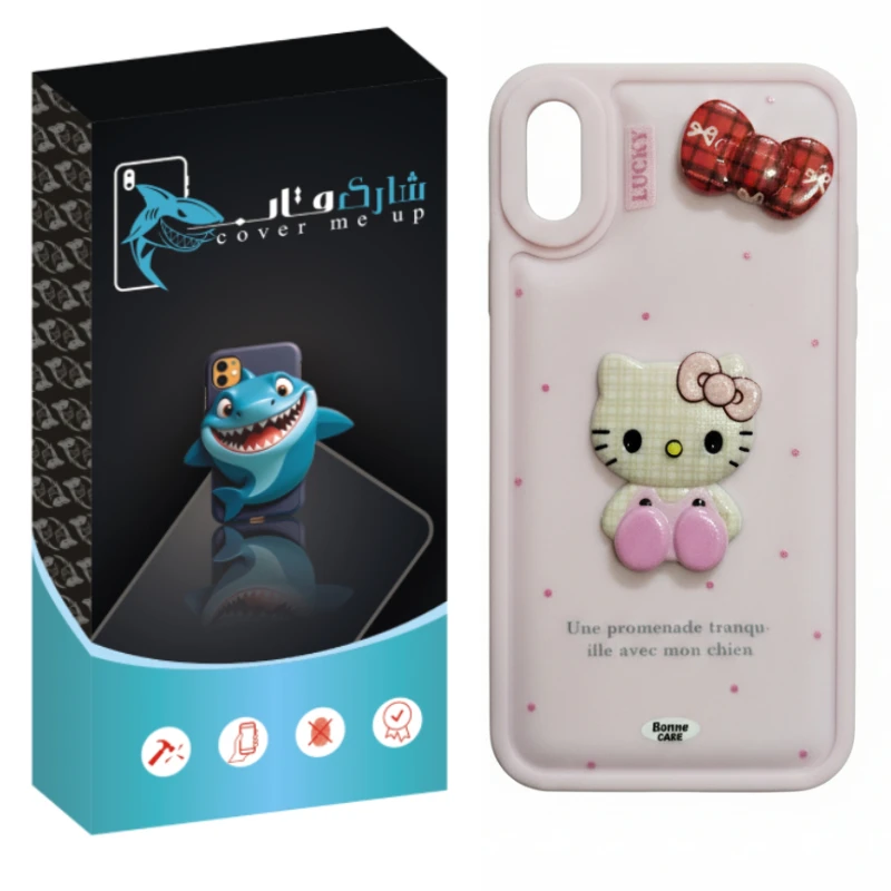 کاور شارک قاب مدل کیتی عروسکی مناسب برای گوشی موبایل اپل Iphone X / XS