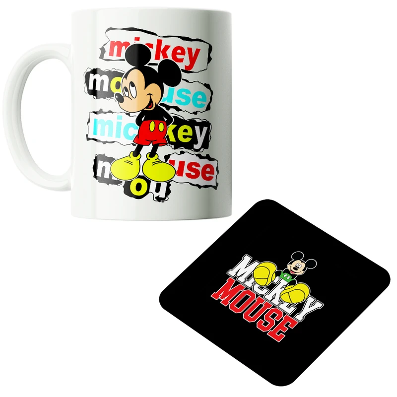 ماگ پاد آفرین مدل کارتونی میکی موس کیوت فانتزی بامزه کد PZ339 به همراه زیرلیوانی