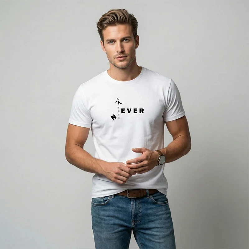 تی شرت آستین کوتاه مردانه مدل Never Ever WH.2100