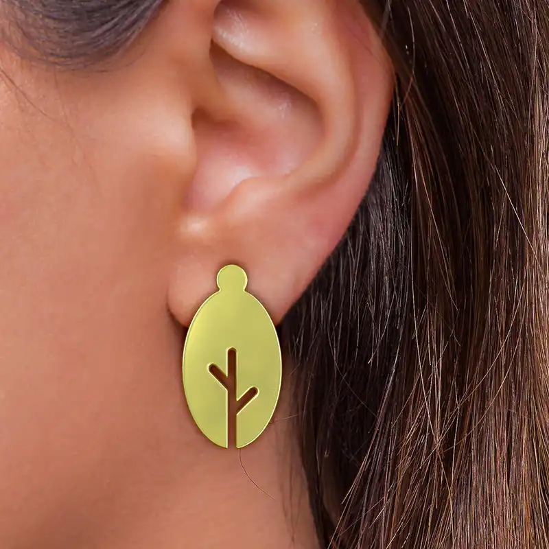 گوشواره طلا 18 عیار زنانه مدوپد مدل برگ کد GA1-15948