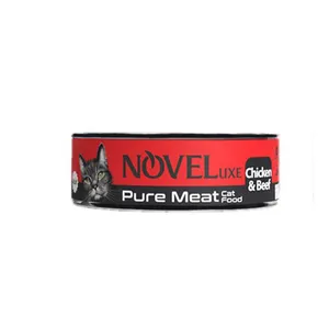 کنسرو غذای گربه نوول مدل Pure Meat مرغ و گوشت وزن 120 گرم