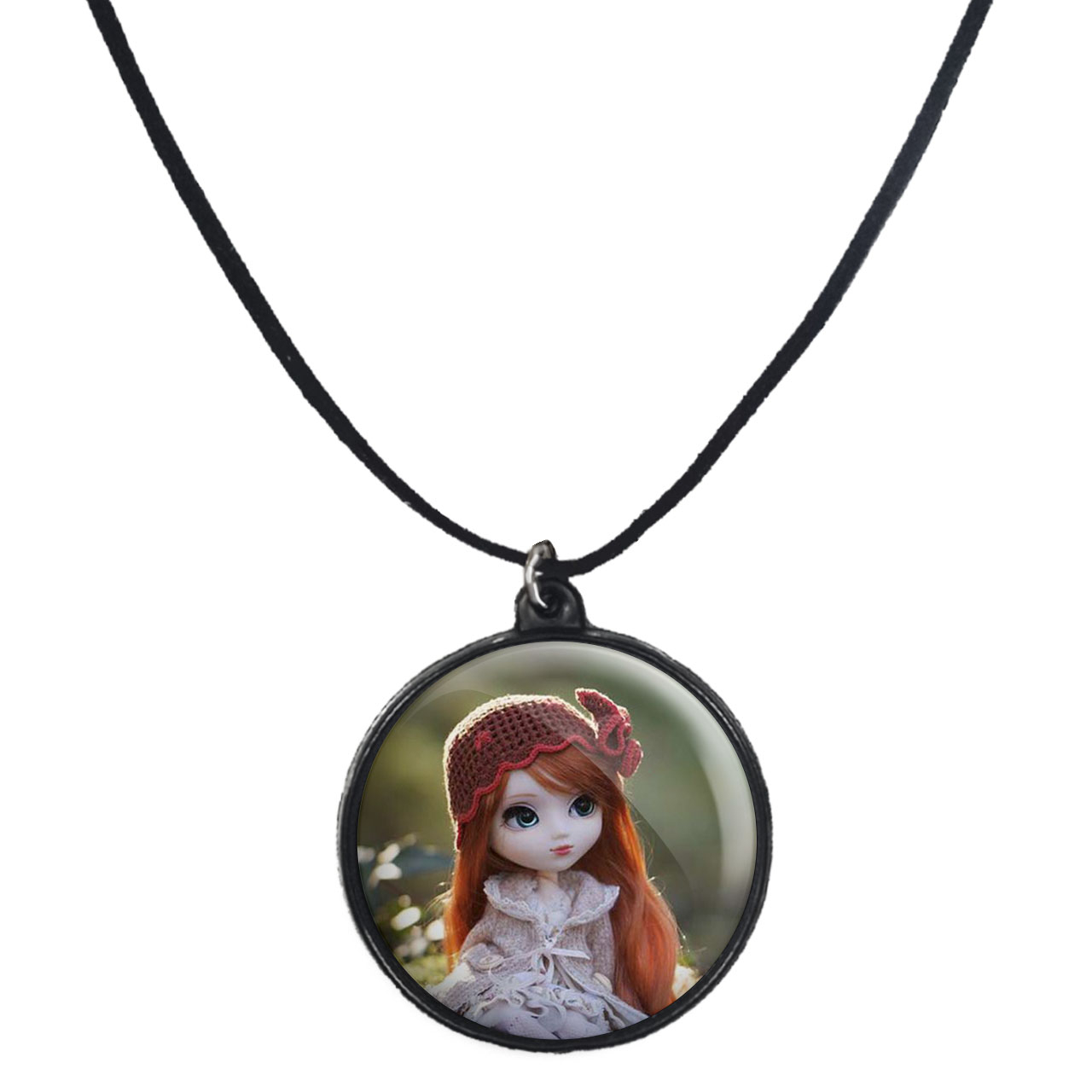 گردنبند پرمانه طرح عروسک زیبا کد pmb.2438 مدل دو طرفه