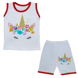 ست تاپ و شلوارک بچگانه مدل یونیکورن کد pms.123