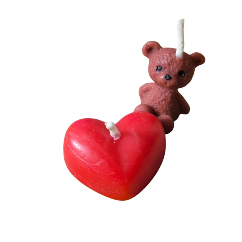 شمع دست ساز مدل قلب و خرس کد 001 بسته دو عددی