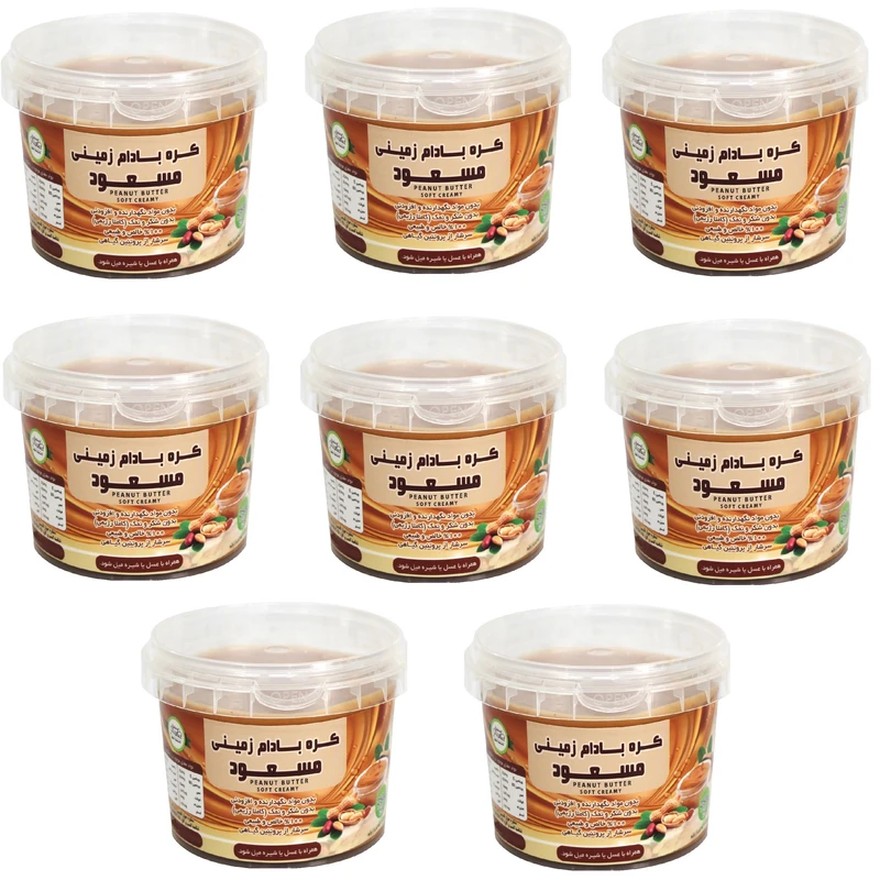   کره بادام زمینی رژیمی ساده مسعود - 250 گرم بسته 8 عددی
