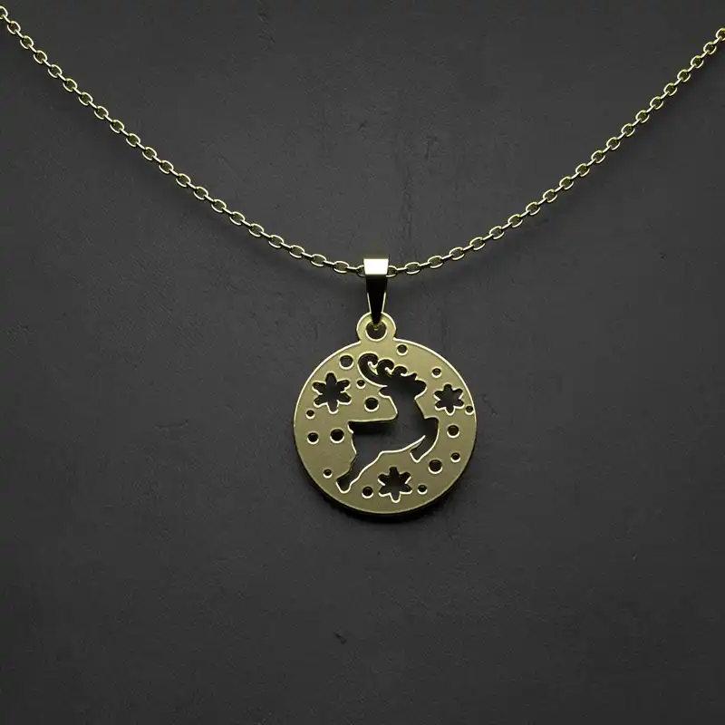 گردنبند طلا 18 عیار زنانه مدوپد مدل گوزن کد V1070