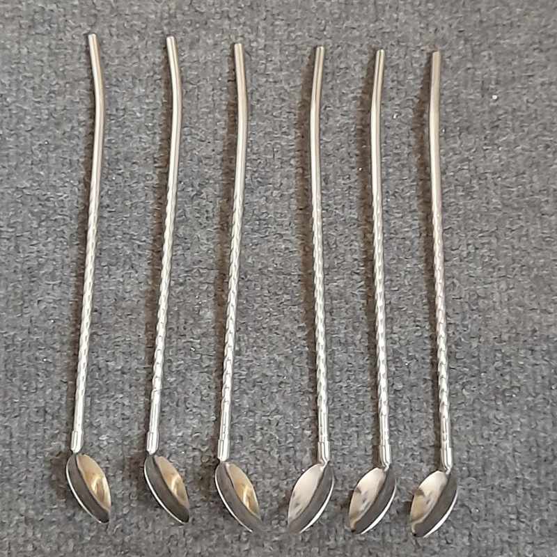 قاشق شربت خوری مدل نی دار استیل بسته 6 عددی