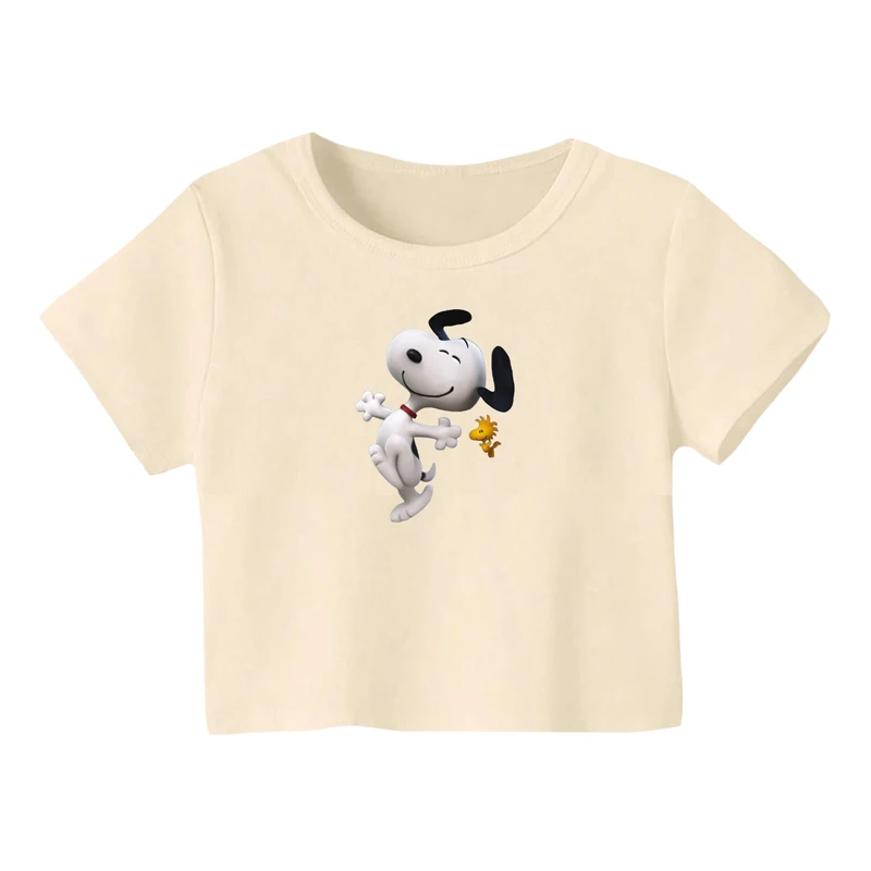 کراپ‌ تی‌شرت آستین کوتاه زنانه مدل اسنوپی کد 16