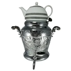ست کتری و قوری برنجی روکش کروم کد 13040009