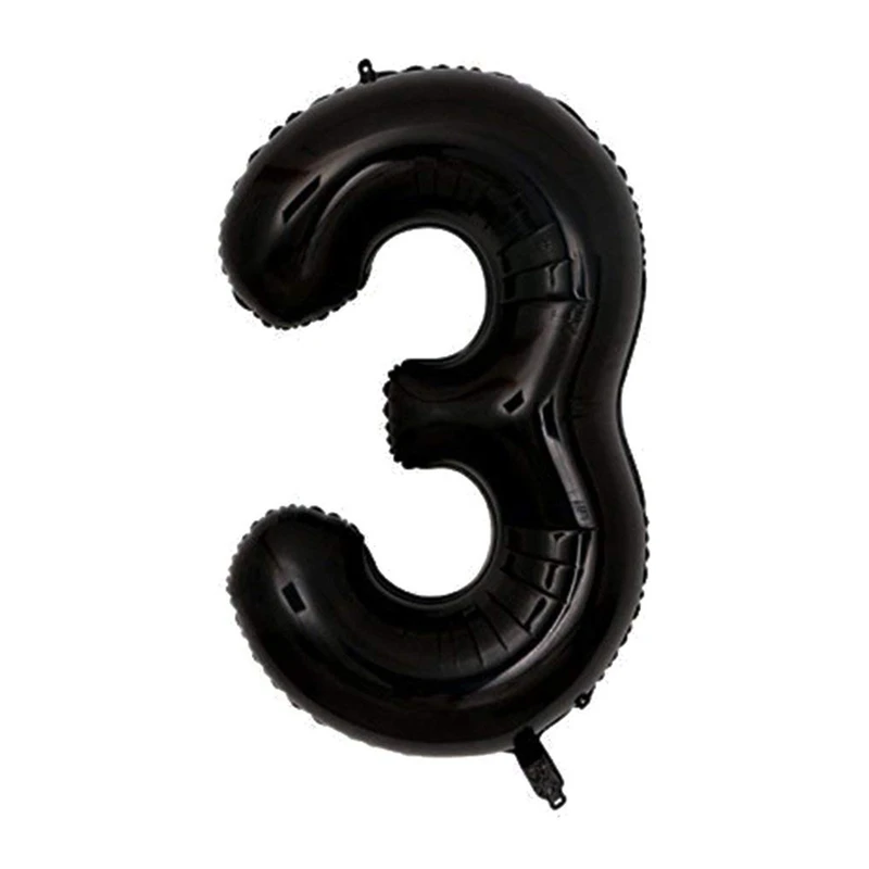 بادکنک فویلی عدد 3 هپی بری مشکی سایز 32 اینچ