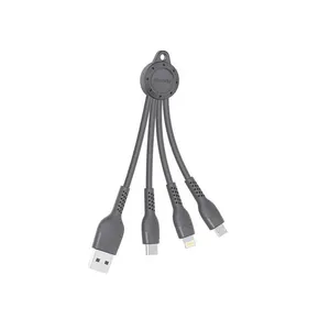 کابل تبدیل USB به MicroUSB/USB-C/لایتنینگ پرودو مدل PRCLM014BK طول 0.14 متر