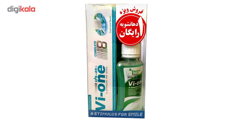 پک خمیر دندان وی وان مدل Complete 8 و دهانشویه مدل General Fresh Mint