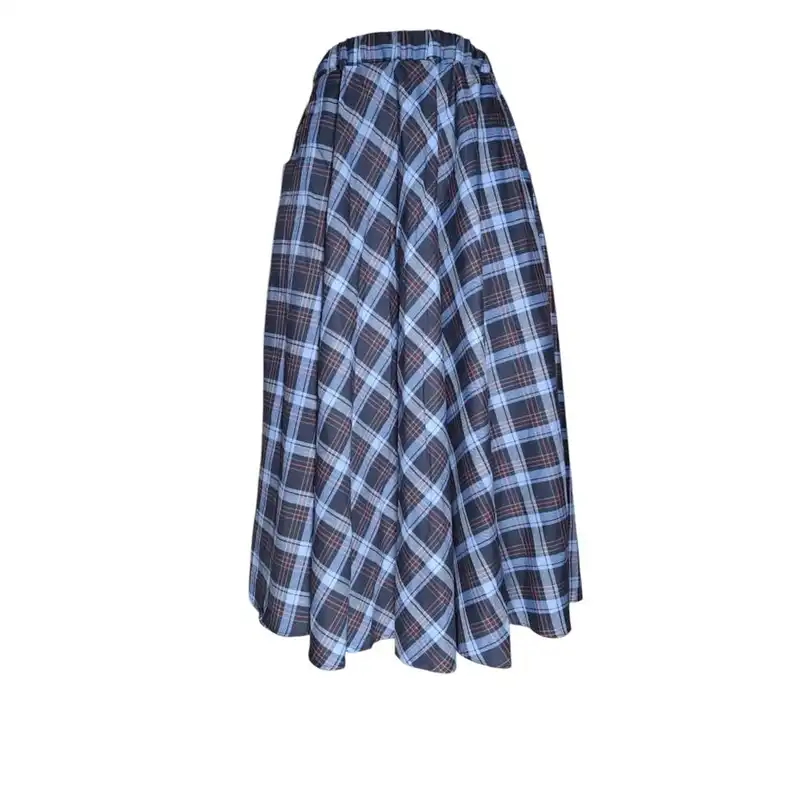 دامن نیم کلوش زنانه مدل چهارخانه  رنگ آبی