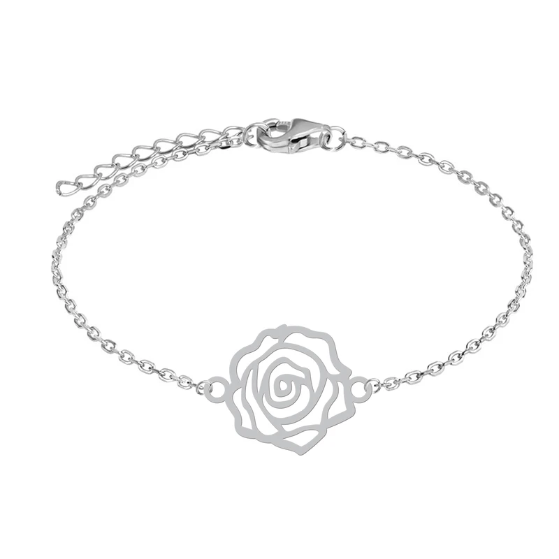 دستبند زنجیری زنانه هایکا طرح گل کد zd.h 413