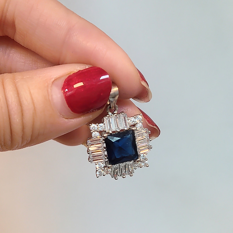 آویز گردنبند نقره زنانه مدل جواهری کد NG1884