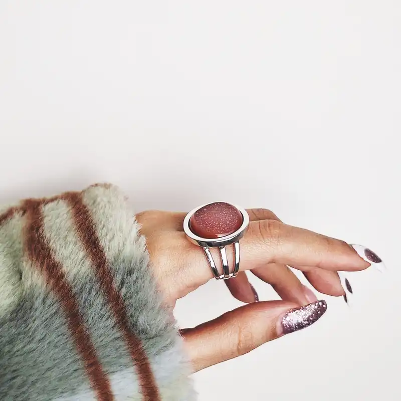 انگشتر نقره زنانه عقیق دروزی مدل PiArte R77-50