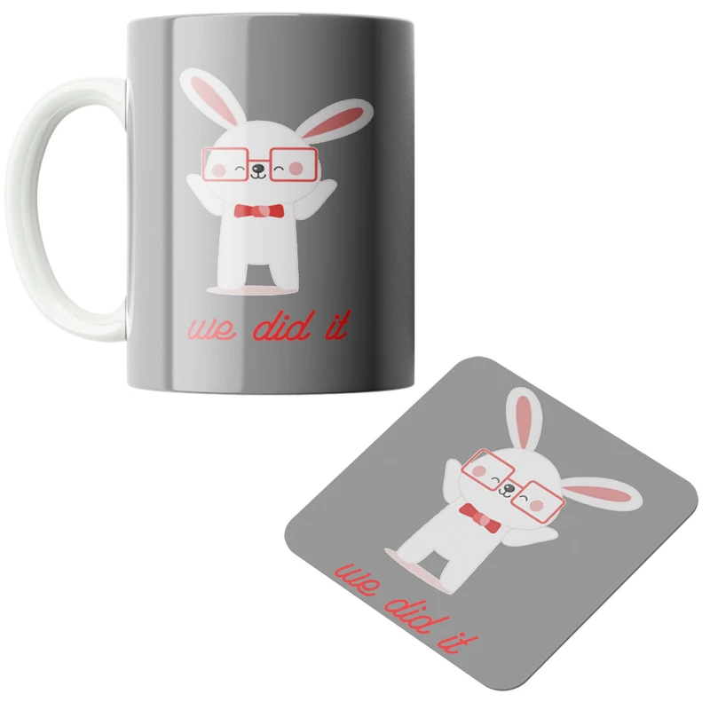 ماگ پاد آفرین مدل خرگوش کد DKC300 به همراه زیر لیوانی