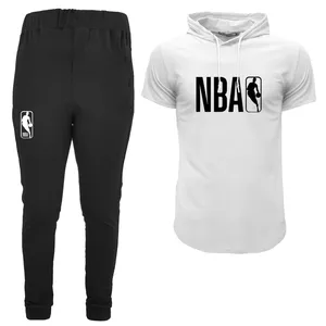 ست تی شرت کلاه دار و شلوار مردانه مدل 010120140 رنگ سفید