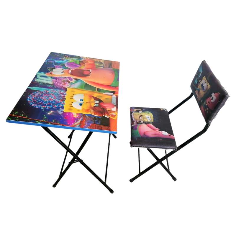 میز تحریر و صندلی مدل تاشو طرح باب اسفنجی 2