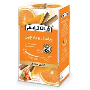 دمنوش دسر طعم دار با تکه های میوه پرتقال و دارچین فان تایم بسته 12 عددی