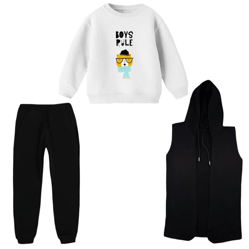 ست 3 تکه لباس راحتی بچگانه مدل قوانین پسرونه    