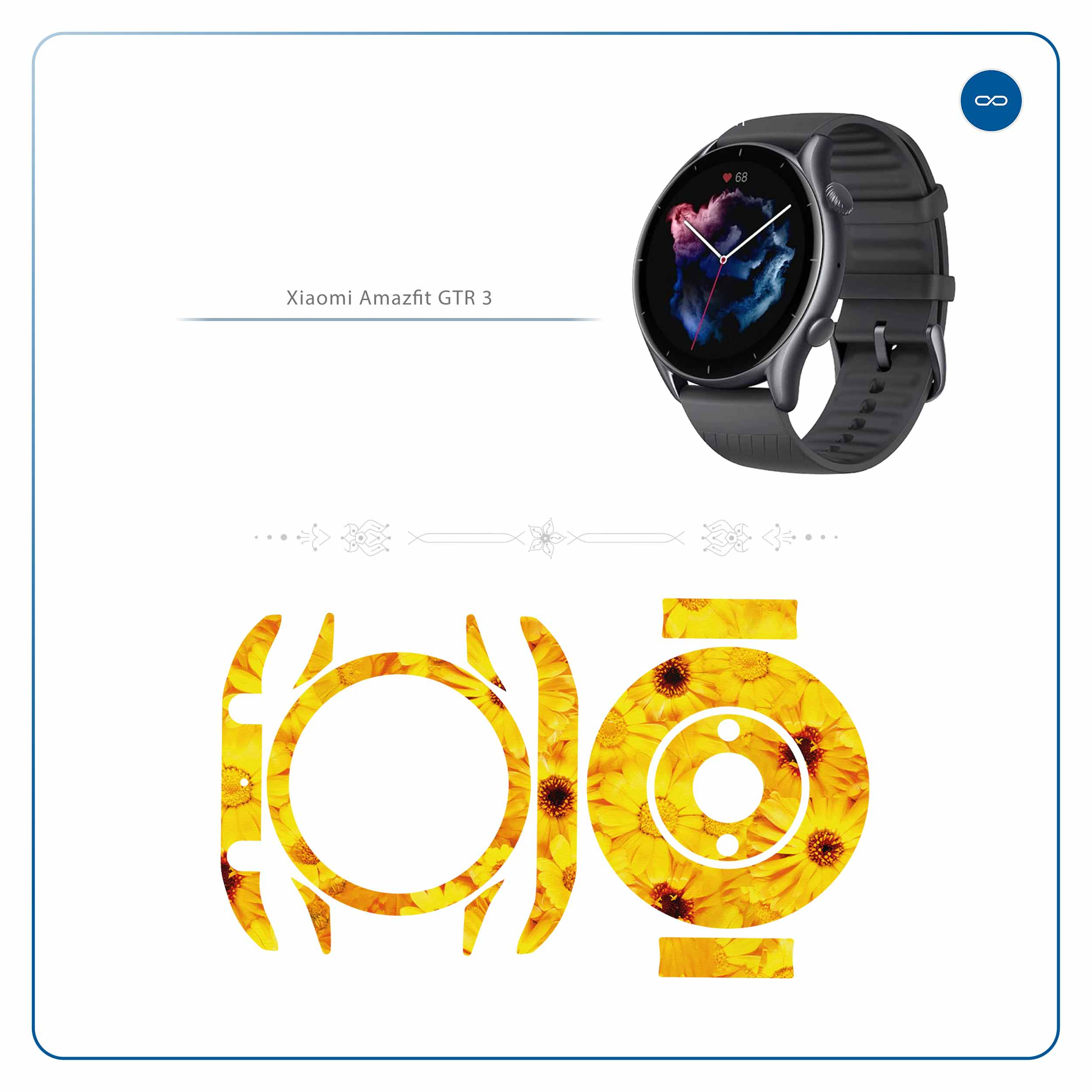 برچسب ماهوت طرح Yellow-Flower مناسب برای ساعت هوشمند آمازفیت GTR 3