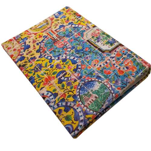 دفتر کلاسوری 100 برگ پارچه ای پدیده نقش مدل 26 حلقه طرح هنر ایرانی 