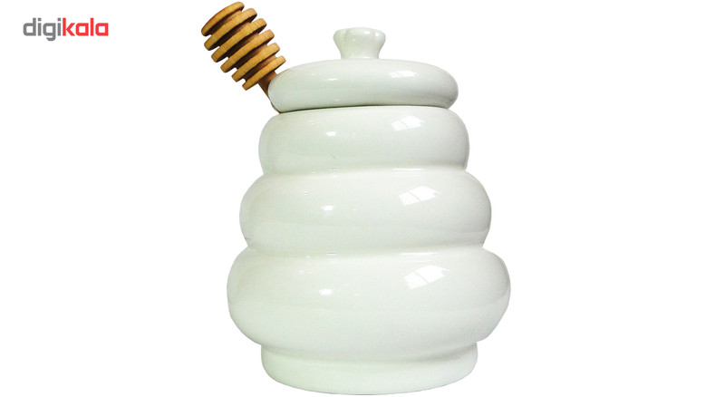 ظرف عسل خوری مدل سرامیکی کد H301 همراه دو عدد زیر لیوانی نمدی طرح قلب