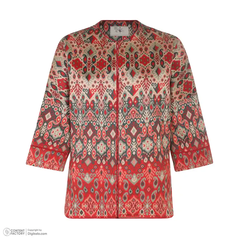 مانتو کتی زنانه مدل تلفیقی رنگ قرمز