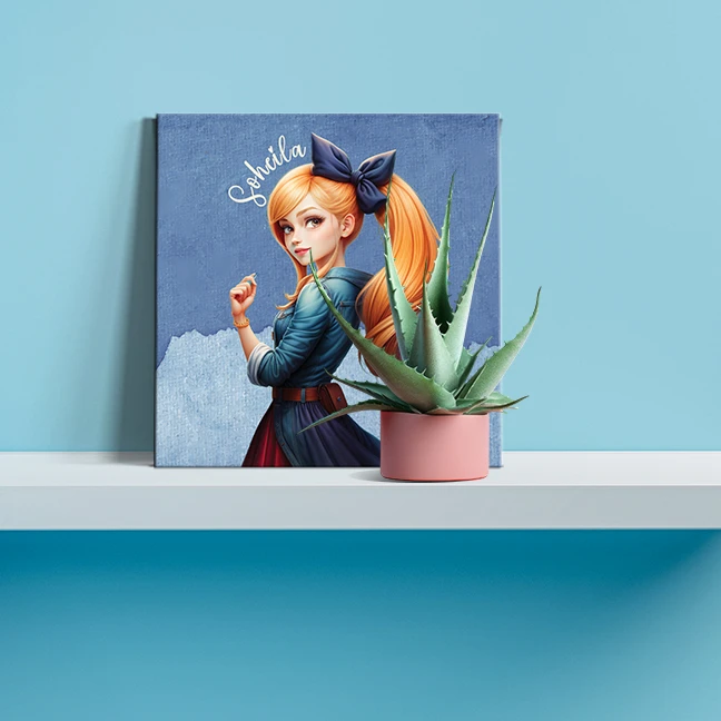 تابلو شاسی لاژید مدل اسم سهیلا طرح دختر کارتونی کد CuteGirl1