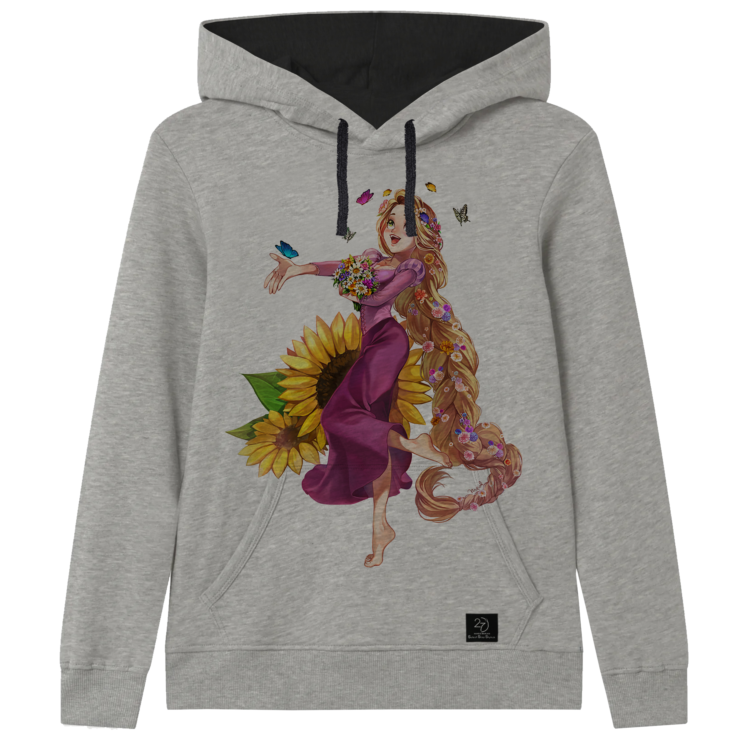 هودی دخترانه 27 مدل گیسو کمند کد V45 رنگ طوسی