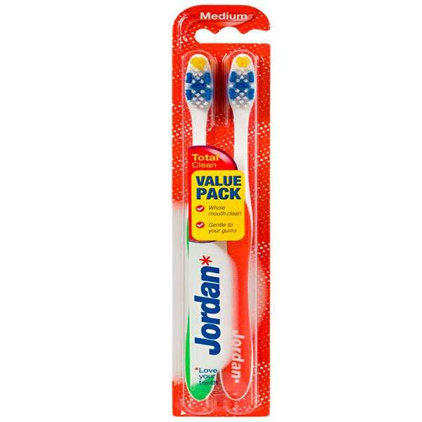 مسواک جردن مدل Total Clean با برس متوسط بسته 2 عددی